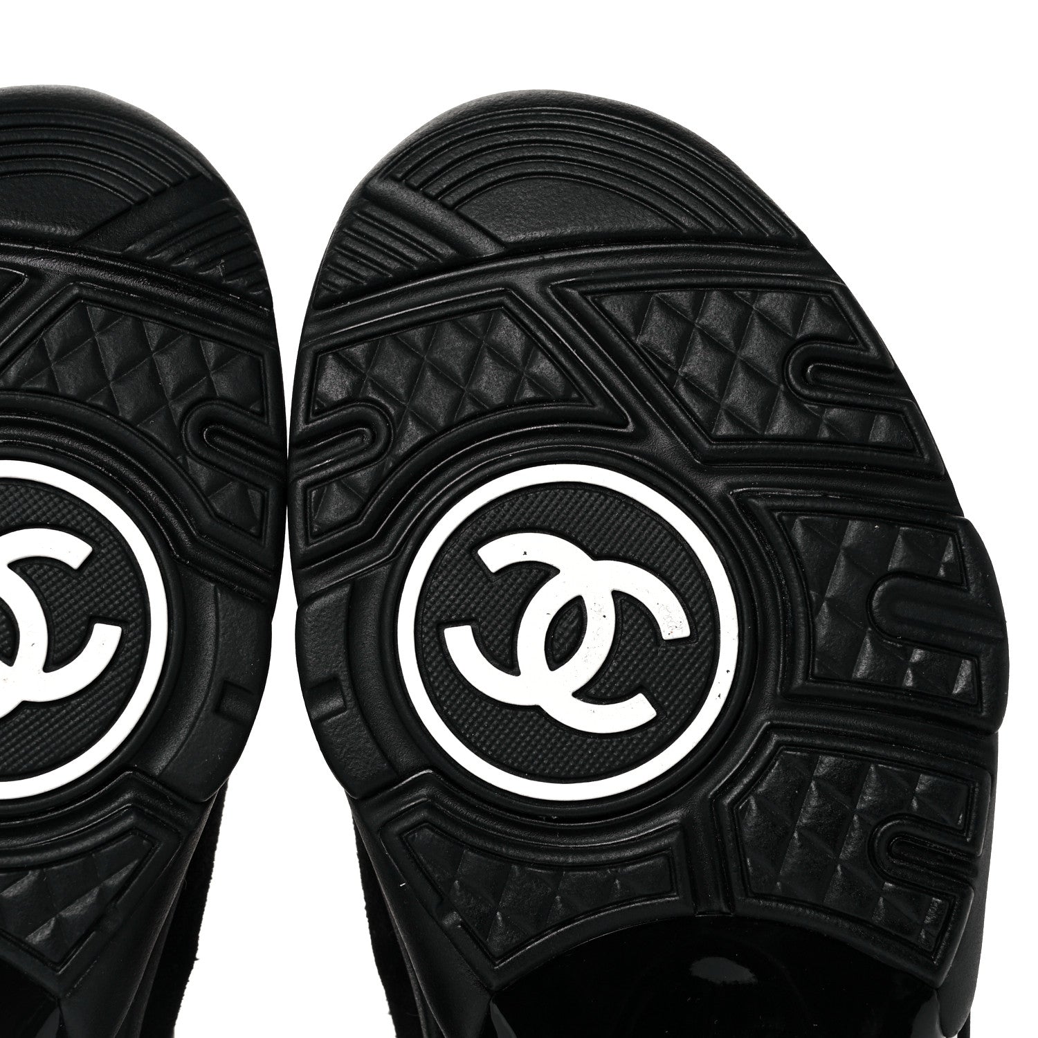 Chanel Fabric Calfskin Suede CC Sneakers 36 Black 6 of 7