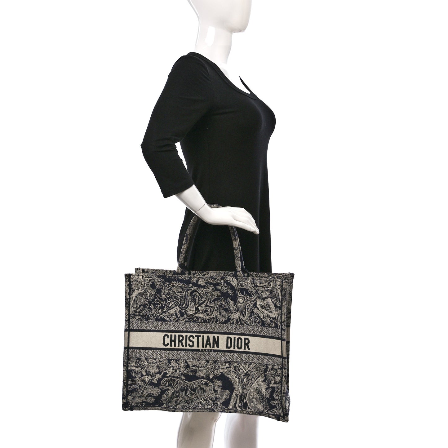 Canvas Embroidered Large Dioriviera Toile De Jouy Reverse Book Tote Blue