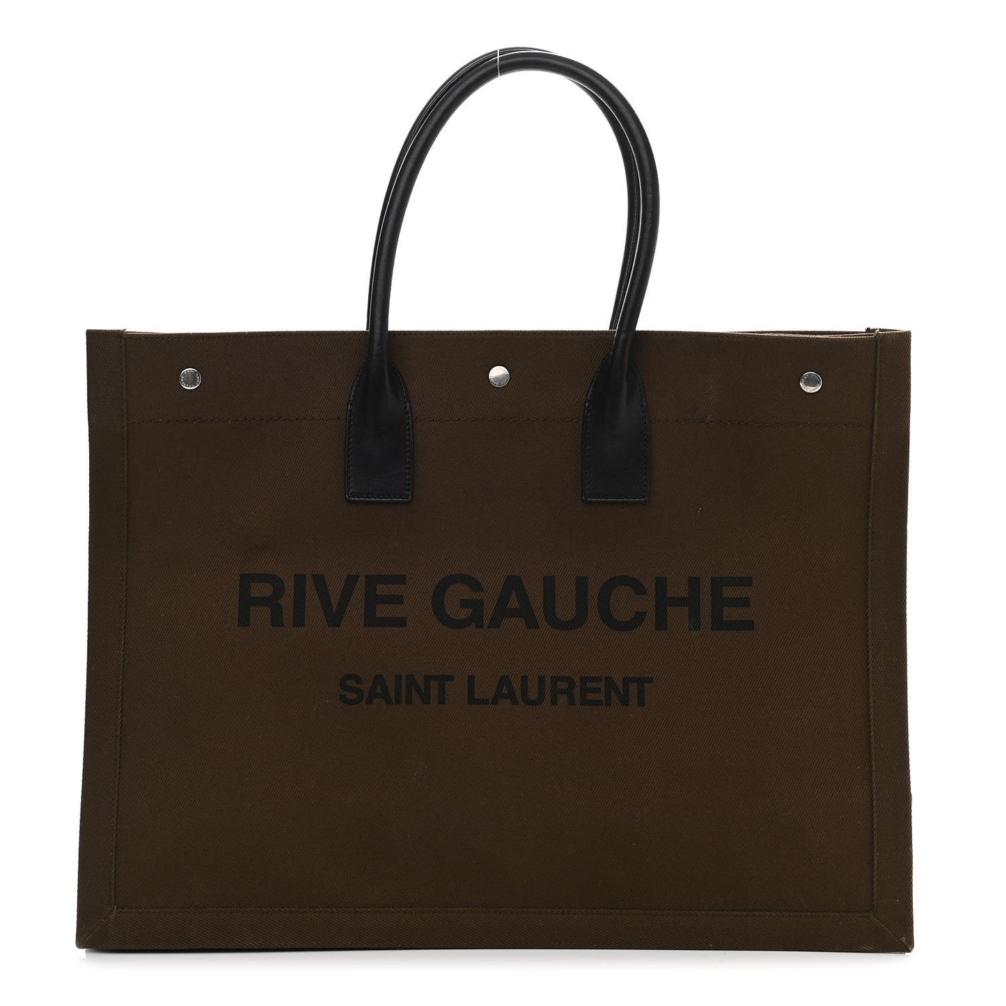 Linen Calfskin Rive Gauche Tote Khaki
