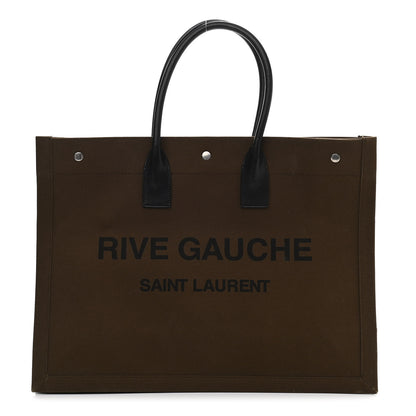 Saint Laurent Linen Calfskin Rive Gauche Tote Khaki 1 of 11