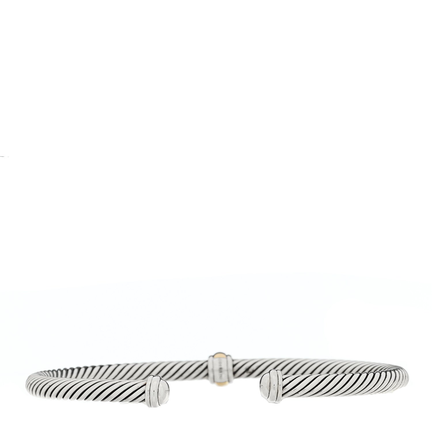 David Yurman Sterling Silver 18K Yellow Gold 4mm Station Cable Bracelet 2 of 3