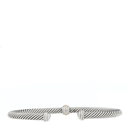 David Yurman Sterling Silver 18K Yellow Gold 4mm Station Cable Bracelet 2 of 3