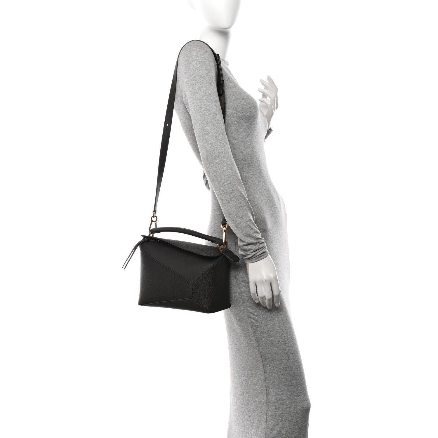 Loewe Soft Grained Calfskin Small Puzzle Edge Bag Dark Grey 2 of 9