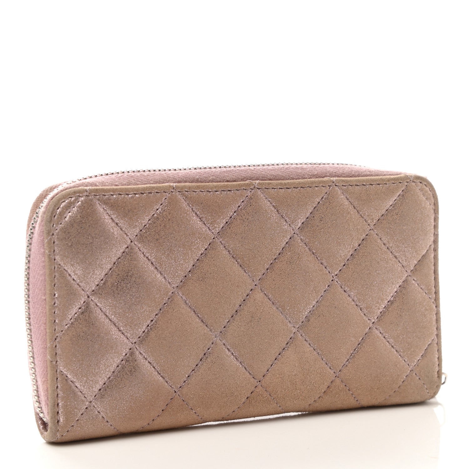 Chanel Metallic Lambskin Quilted Gusset Wallet Pink 3 of 8