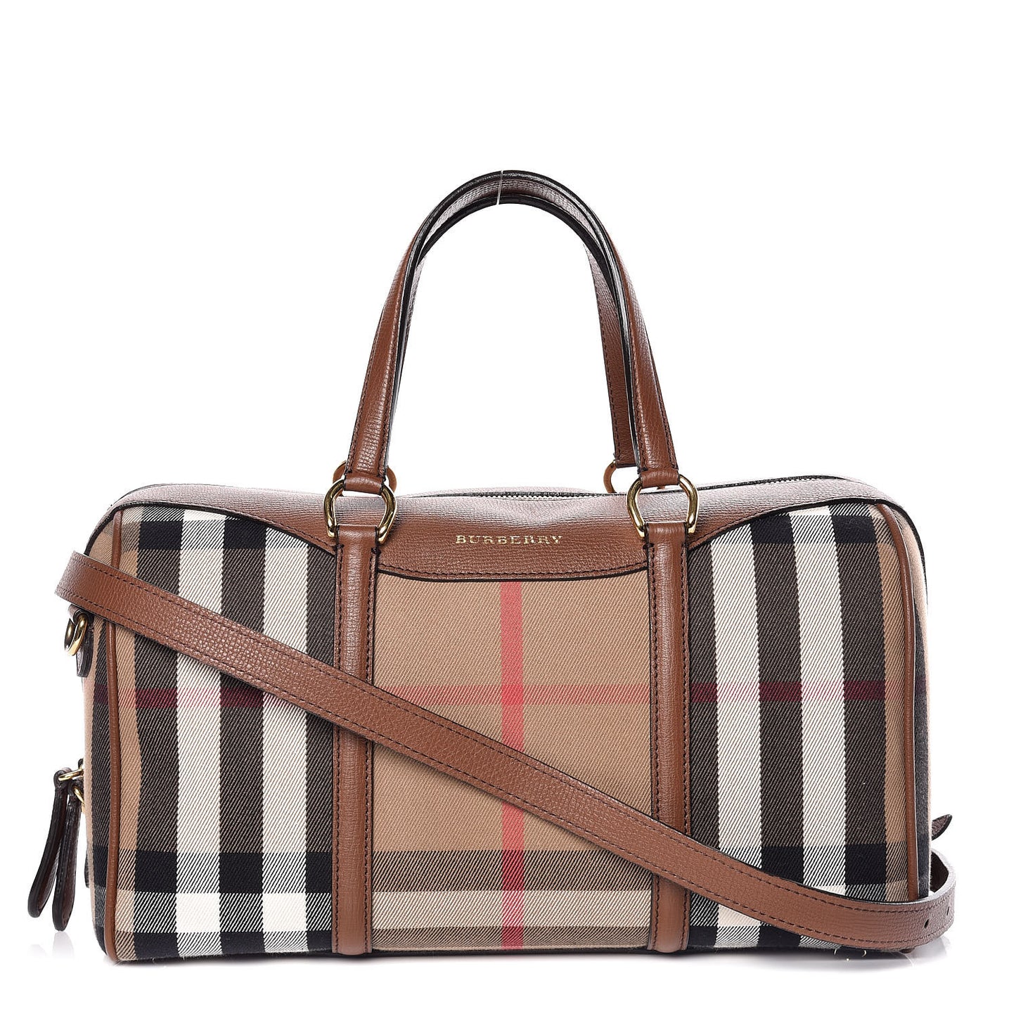 House Check Derby Calfskin Medium Alchester Bowling Bag Tan