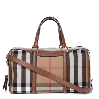 Burberry House Check Derby Calfskin Medium Alchester Bowling Bag Tan 1 of 9