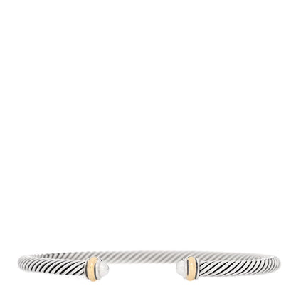 David Yurman Sterling Silver 18K Yellow Gold 4mm Cable Classics Bracelet 1 of 4