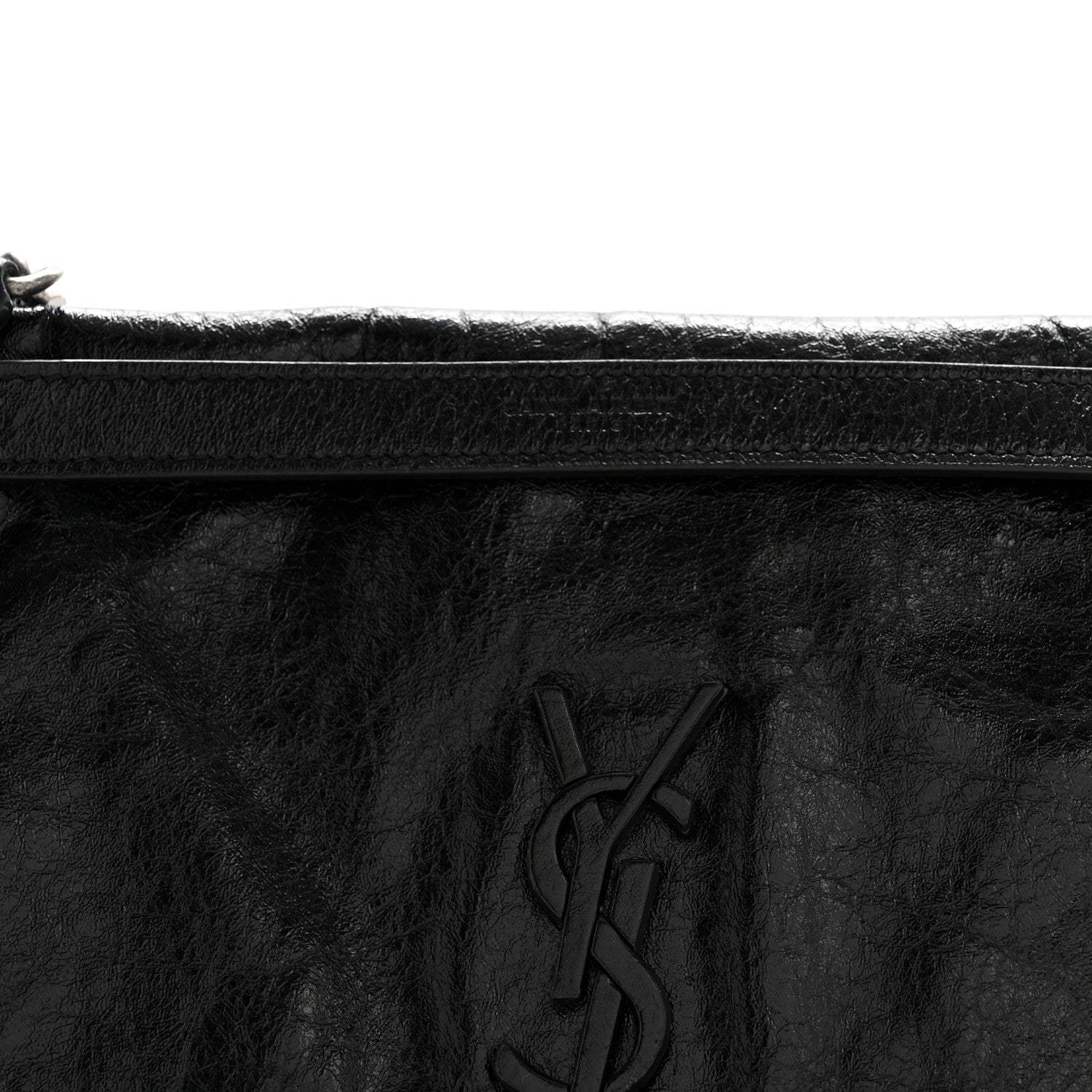 Saint Laurent Crinkled Calfskin Monogram Medium Niki Chain Satchel Black 8 of 13