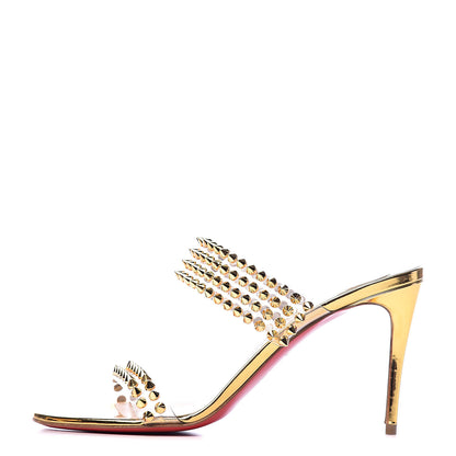 Christian Louboutin Specchio PVC Spikes Only 85 Slide Sandals 39.5 Gold 1 of 14