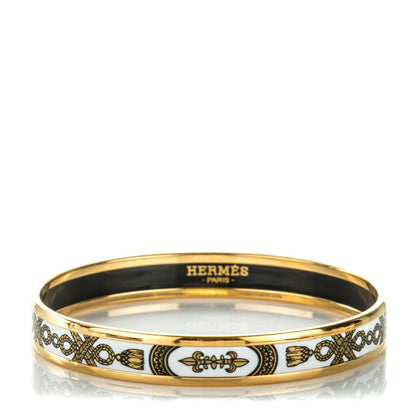 Hermes Enamel Printed Grand Apparat Narrow Bracelet 62 White 1 of 5
