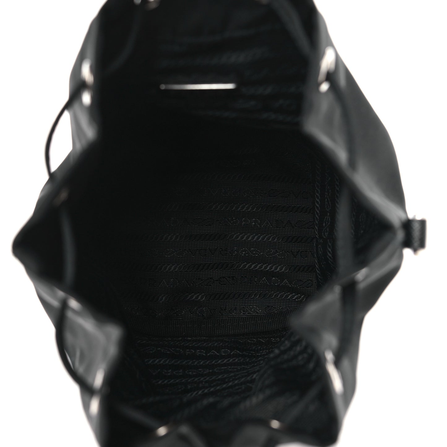 Re-Nylon Saffiano Bucket Wristlet Black