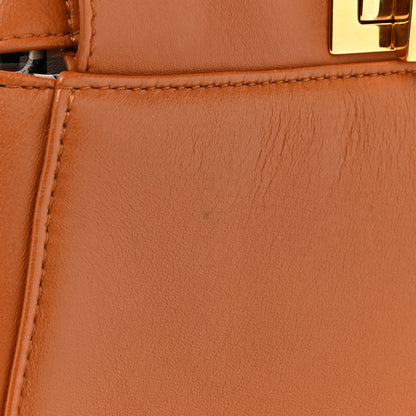 Fendi Nappa Vitello Century Gingham Embossed Mini Peekaboo Iconic Satchel Brandy White Black 11 of 18