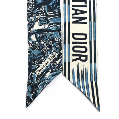 Christian Dior Silk Palm Tree Mitzah Scarf Blue 2 of 3