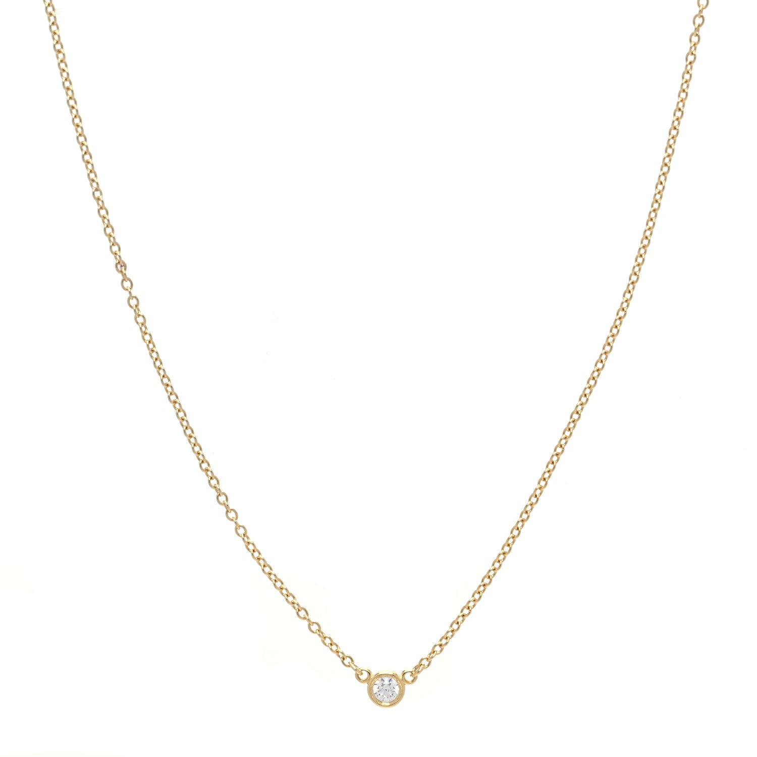 Tiffany 18K Yellow Gold Diamond .05ct Elsa Peretti Diamonds by the Yard Pendant Necklace 1 of 4