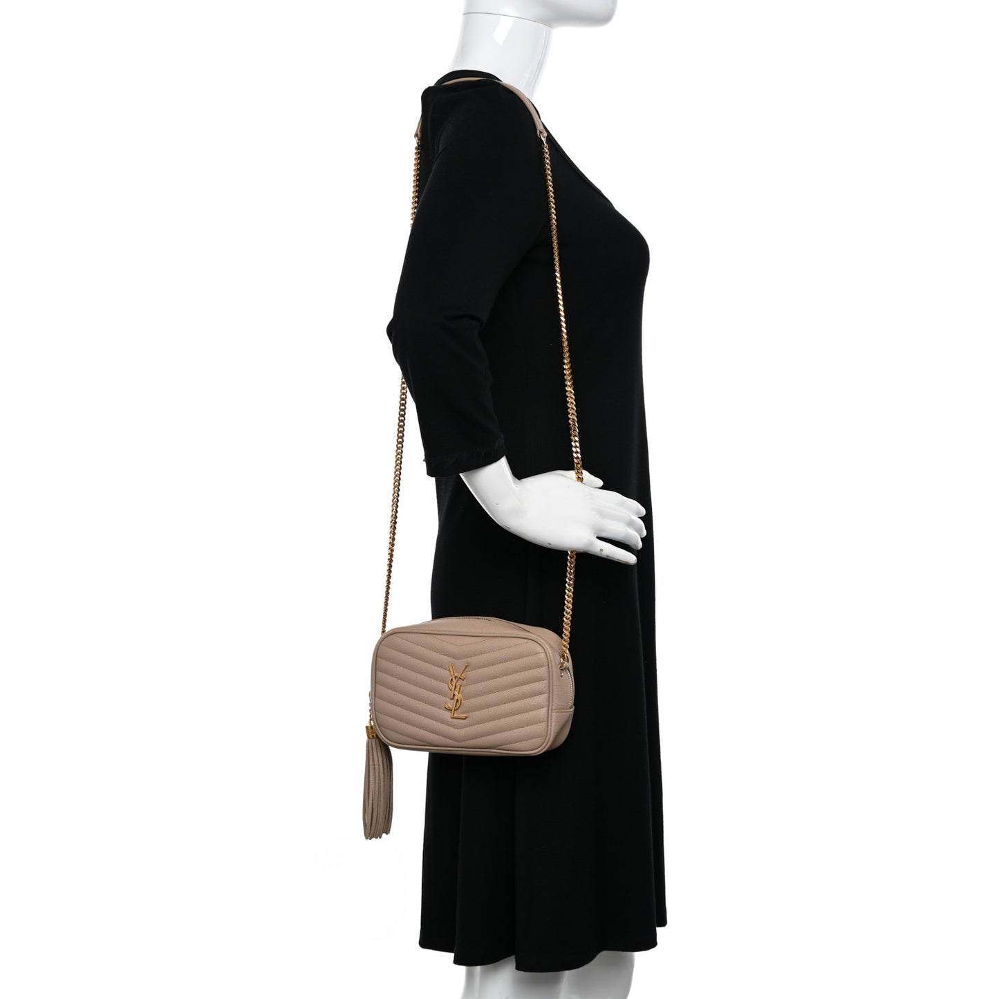 Grain De Poudre Matelasse Monogram Mini Lou Camera Bag Dark Beige