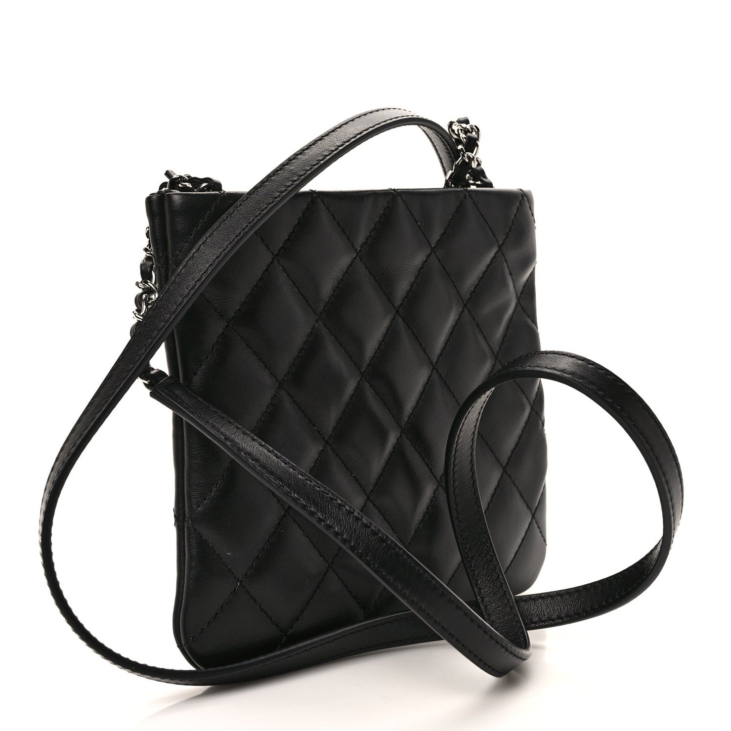 Lambskin Quilted Crossbody Bag Black