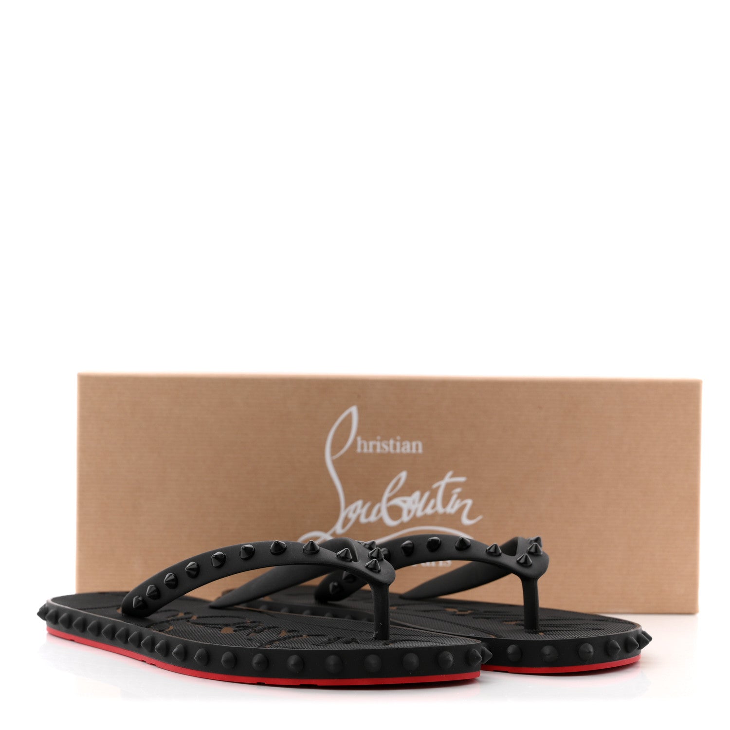 Christian Louboutin Rubber Spike Loubi Donna Flip Flop 40 Black