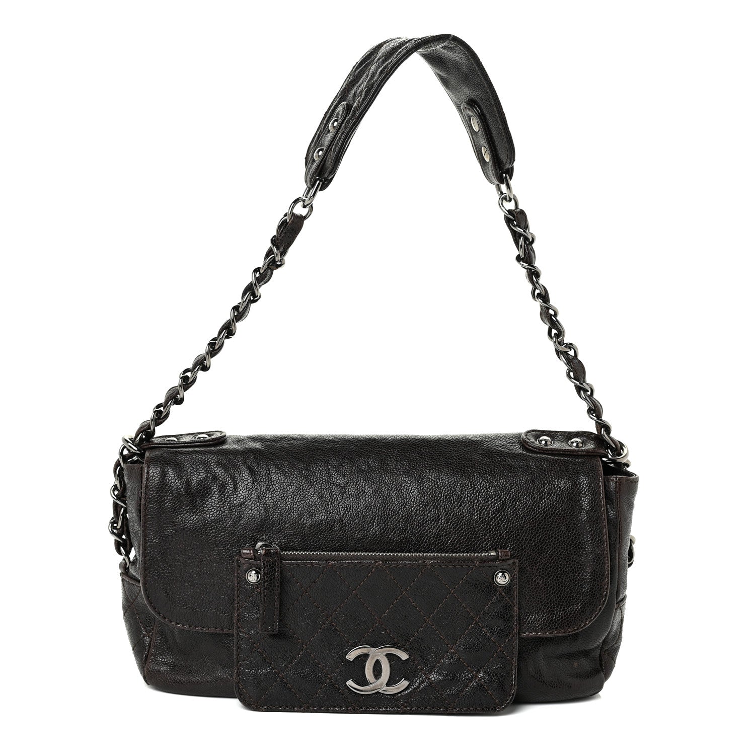 Chanel Glazed Caviar Small Pocket In The City Shoulder Bag Brown 1 of 26