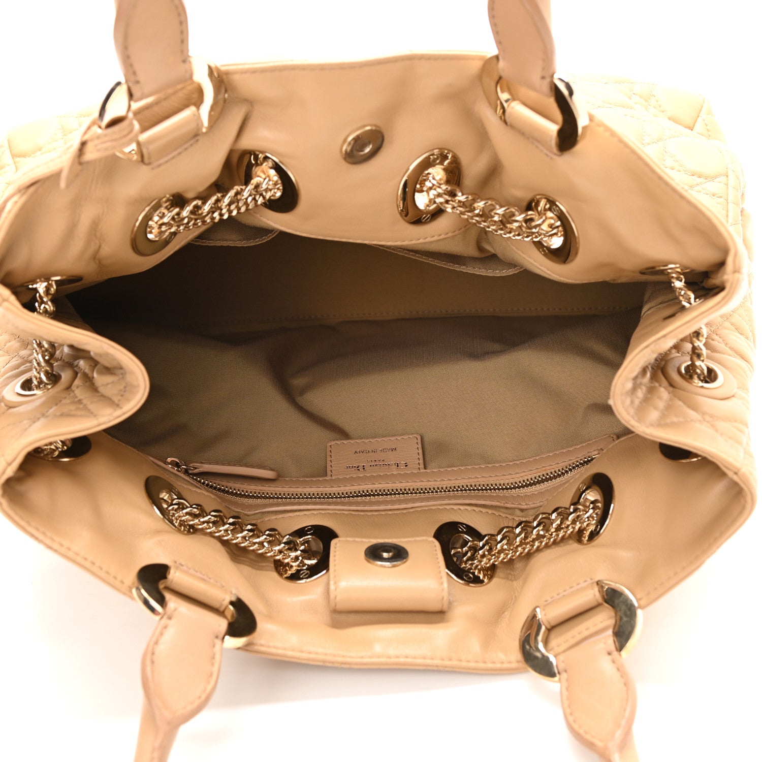 Christian Dior Lambskin Cannage Chri Chri Tote Beige 5 of 9