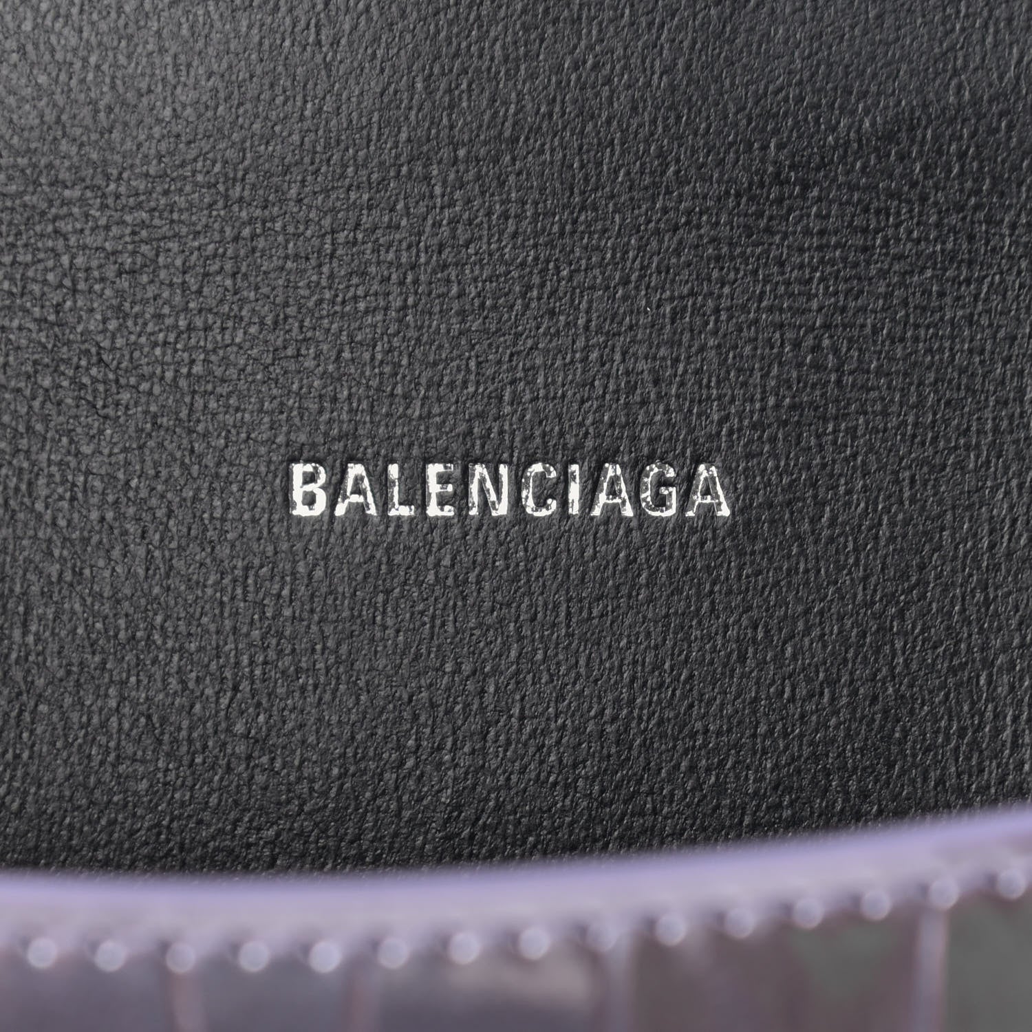 Balenciaga Metallic Calfskin Crocodile Embossed Hourglass Top Handle Bag XS Lilac 9 of 11