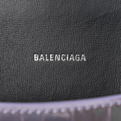 Balenciaga Metallic Calfskin Crocodile Embossed Hourglass Top Handle Bag XS Lilac 9 of 11