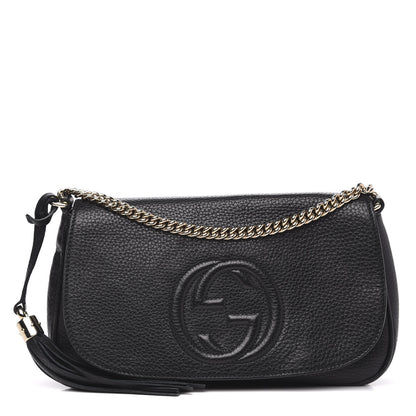 Gucci Pebbled Calfskin Medium Soho Flap Crossbody Black 1 of 11