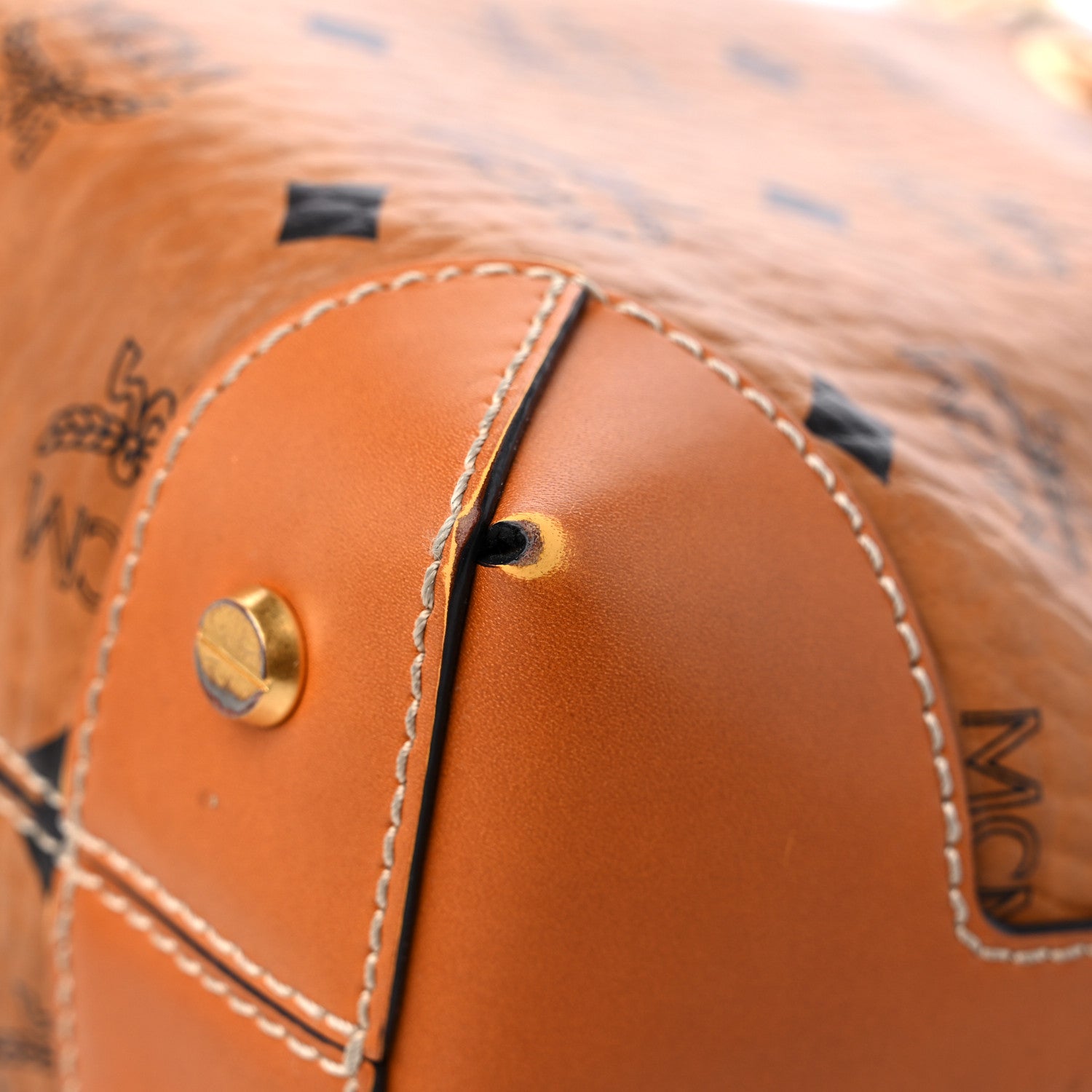 MCM Visetos Berlin Mini Drawstring Bucket Bag Cognac 11 of 15