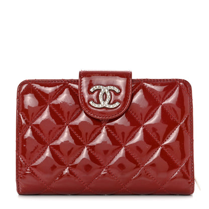 Chanel Patent Quilted Brilliant Zipped Pocket Wallet Dark Red 1 of 11
