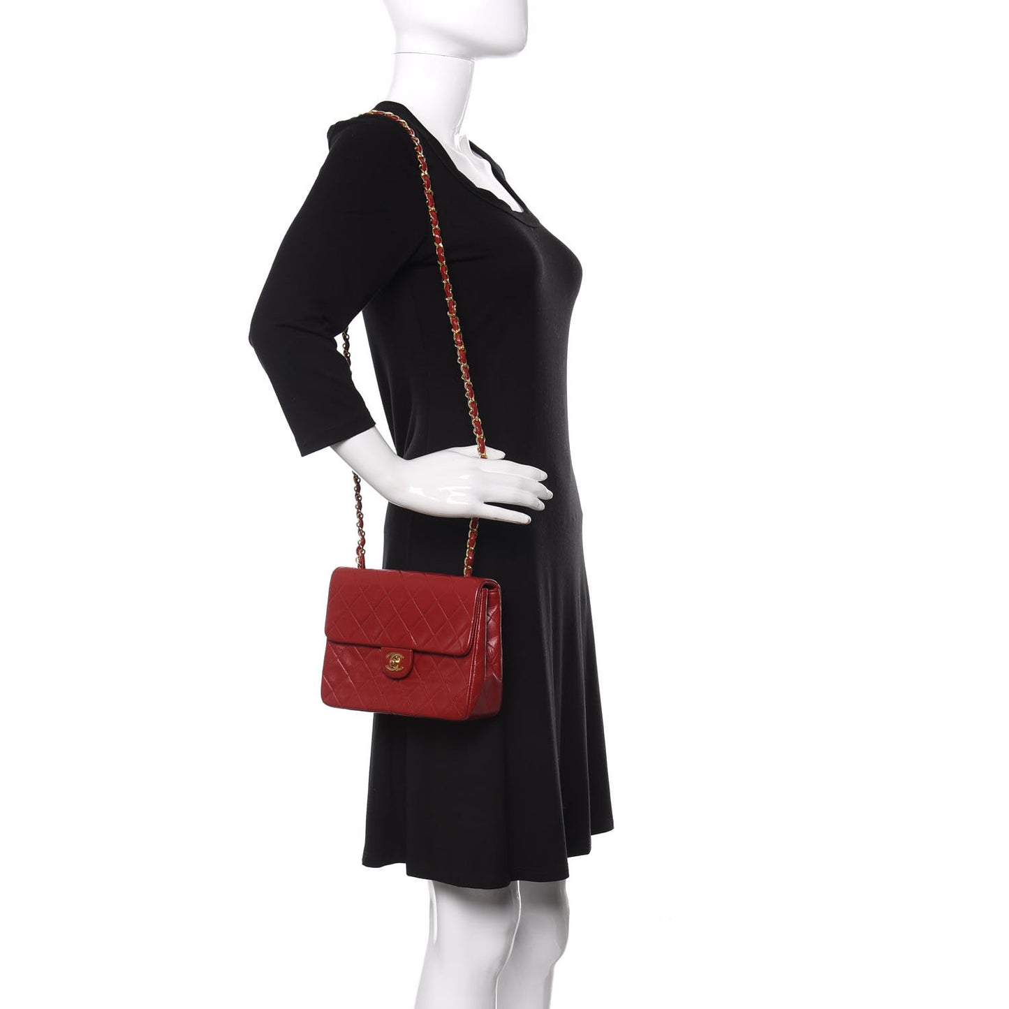 Lambskin Quilted Small Single Flap Red