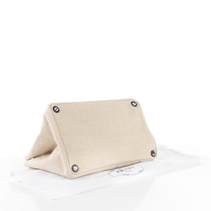Prada Canvas Canapa Flower Pattern Tote Beige 5 of 10