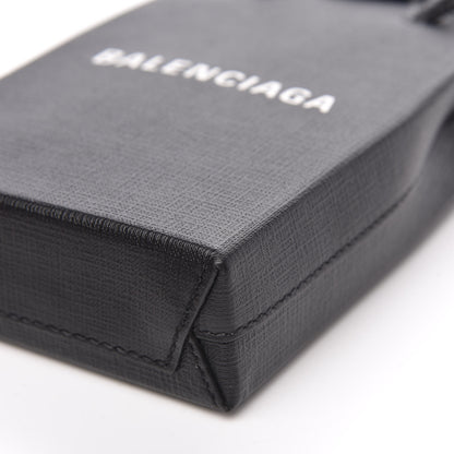 Balenciaga Textured Calfskin Lambskin Logo Shopping Phone Holder Bag Black 8 of 9