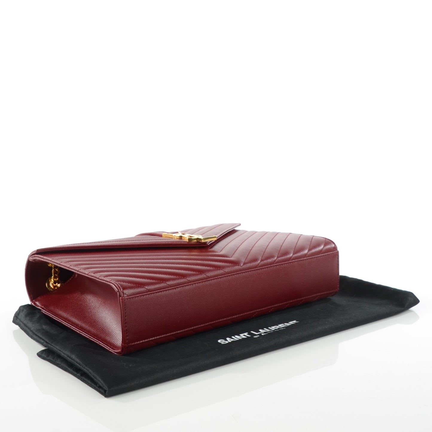 Grain De Poudre Matelasse Chevron Large Monogram Satchel Oxblood