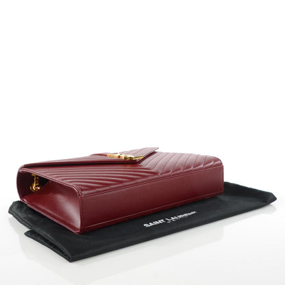 Saint Laurent Grain De Poudre Matelasse Chevron Large Monogram Satchel Oxblood 4 of 8