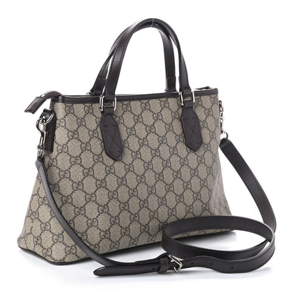 Gucci GG Supreme Monogram Small Zippered Tote Dark Brown 2 of 8