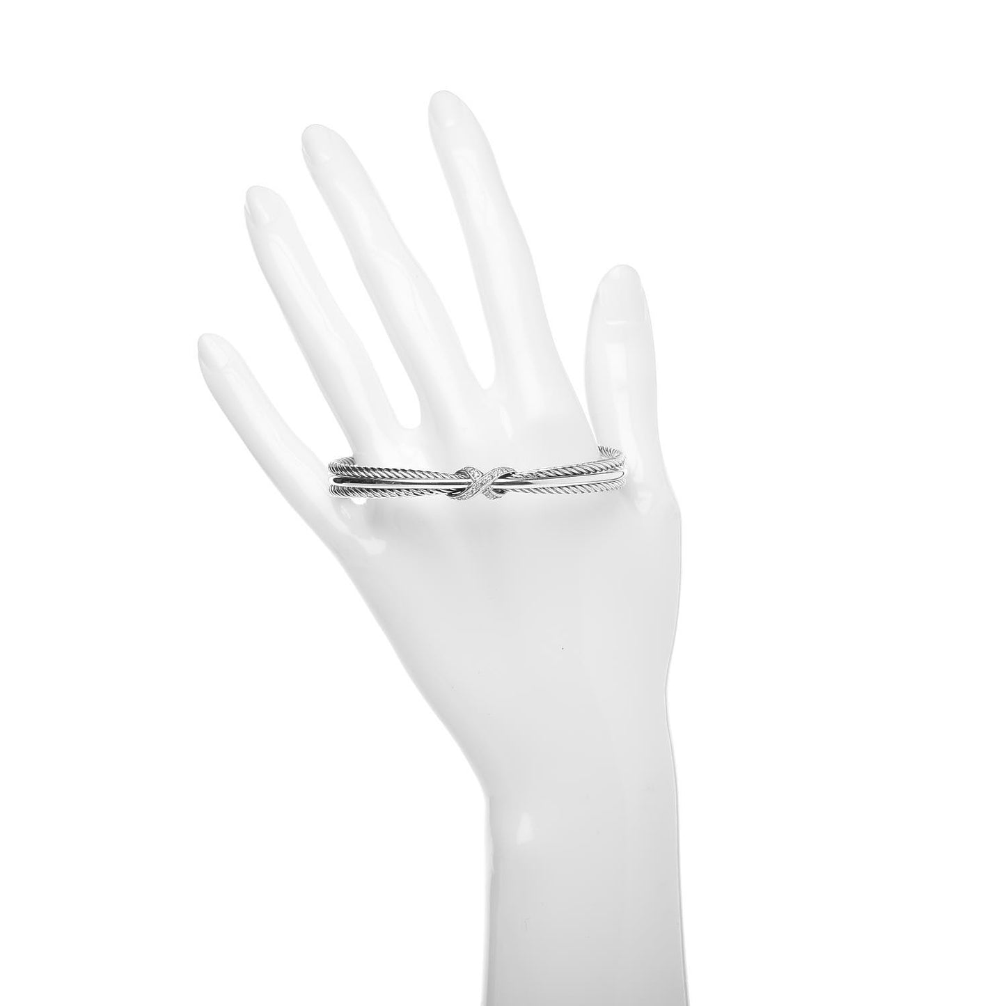 Sterling Silver Diamond 7mm Crossover X Bracelet