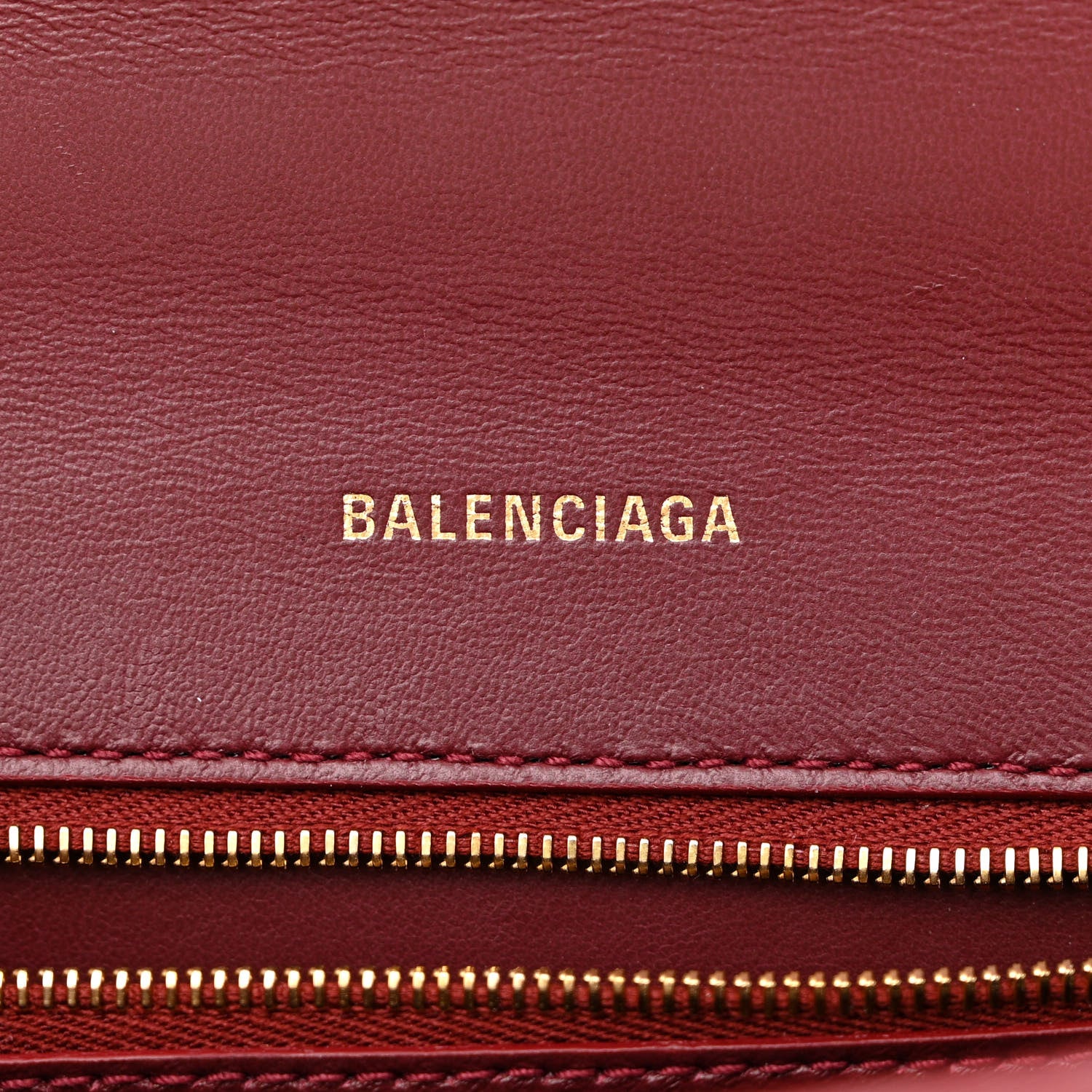 Balenciaga Shiny Calfskin Crocodile Embossed Small Hourglass Top Handle Bag Dark Red 6 of 12