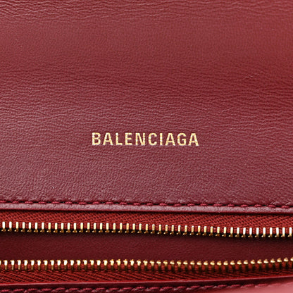 Balenciaga Shiny Calfskin Crocodile Embossed Small Hourglass Top Handle Bag Dark Red 6 of 12