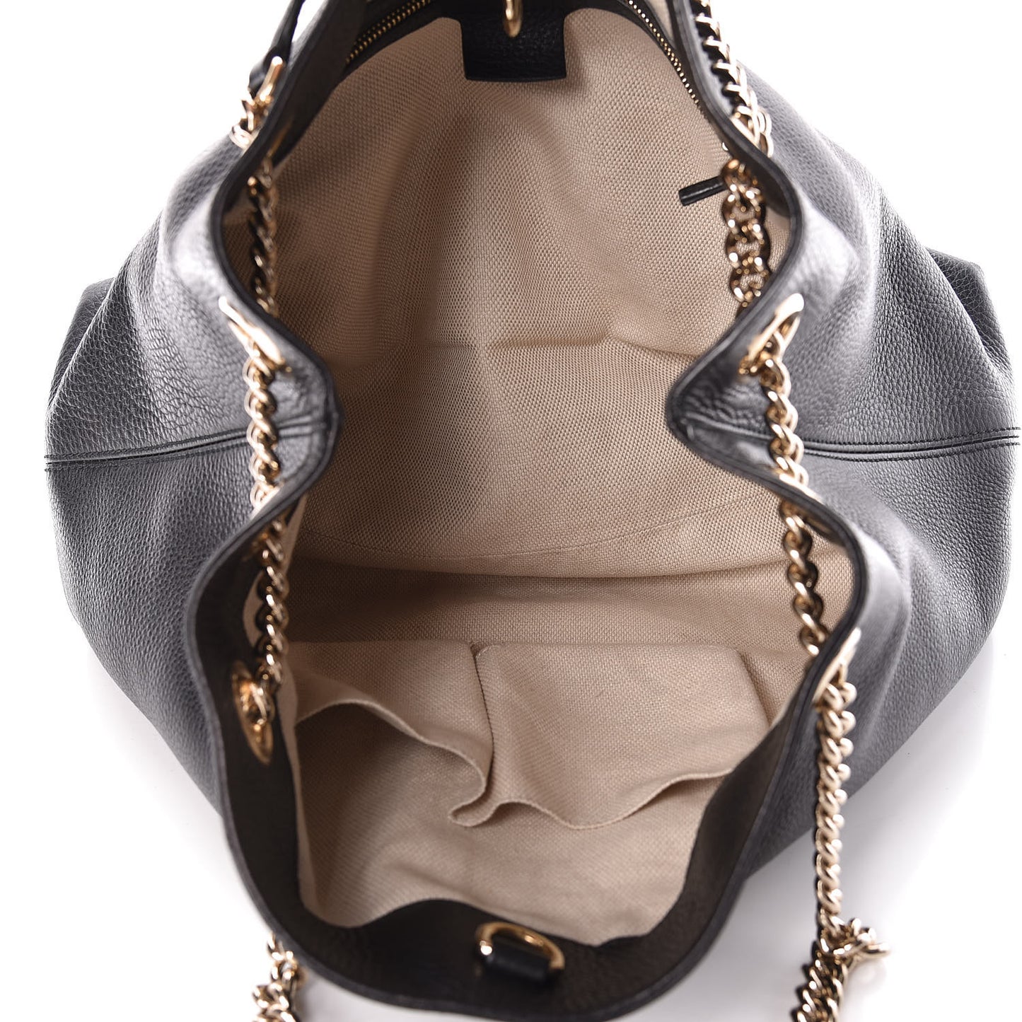 Pebbled Calfskin Medium Soho Chain Shoulder Bag Black