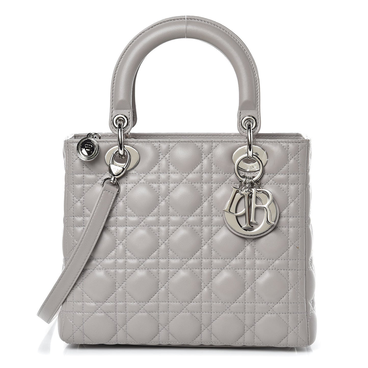 Lambskin Cannage Medium Lady Dior Grey