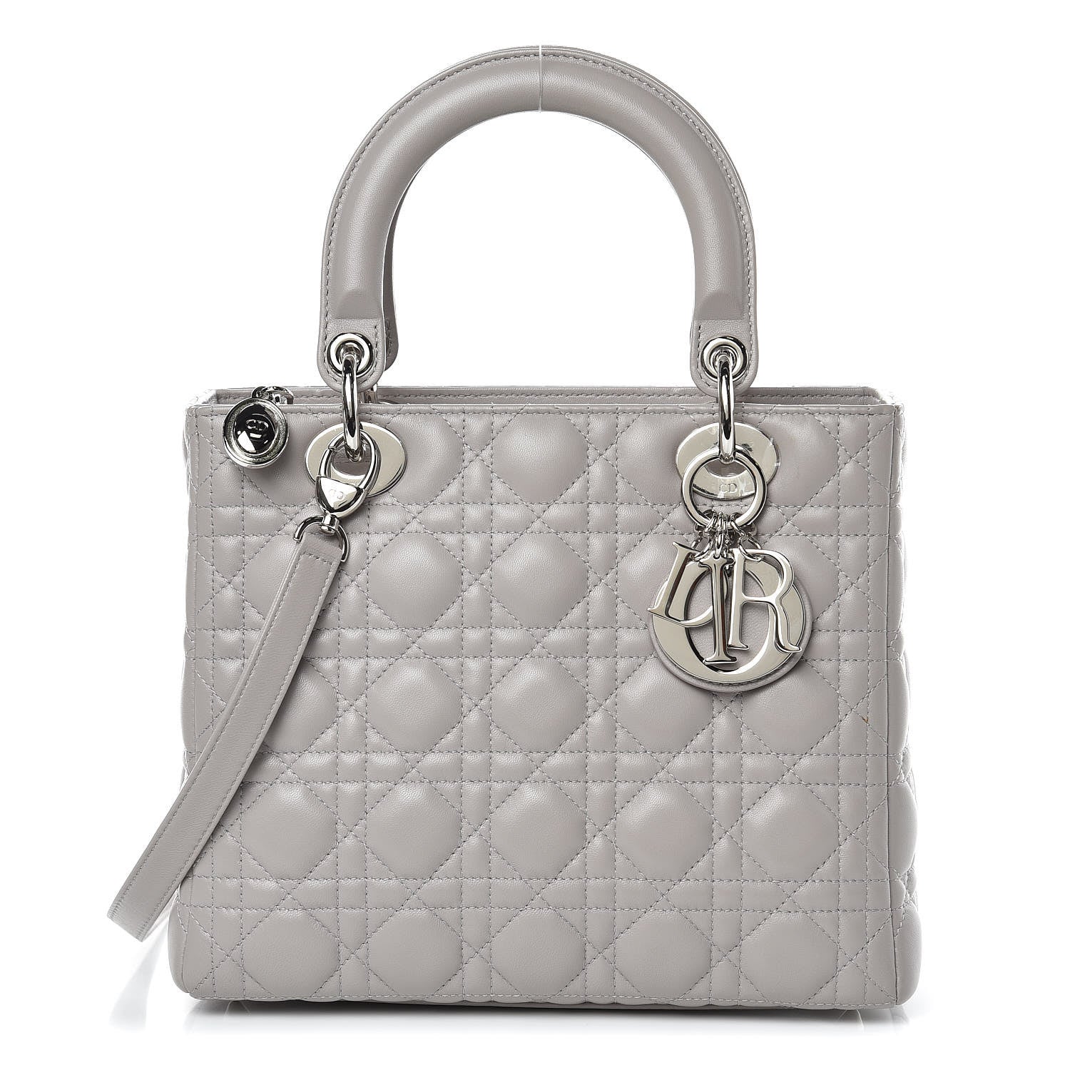 Christian Dior Lambskin Cannage Medium Lady Dior Grey 1 of 10