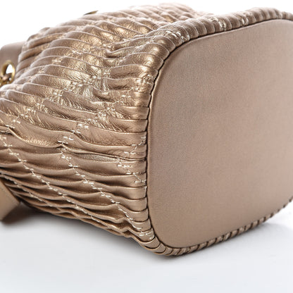 Chanel Metallic Lambskin Coco Pleats Small Drawstring Bag Gold 5 of 9