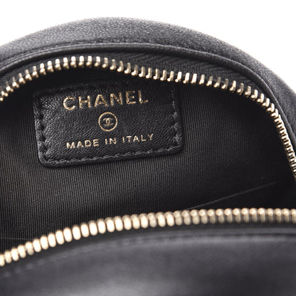 Chanel Lambskin Quilted Studded Round Clutch With Chain Black 6 of 12