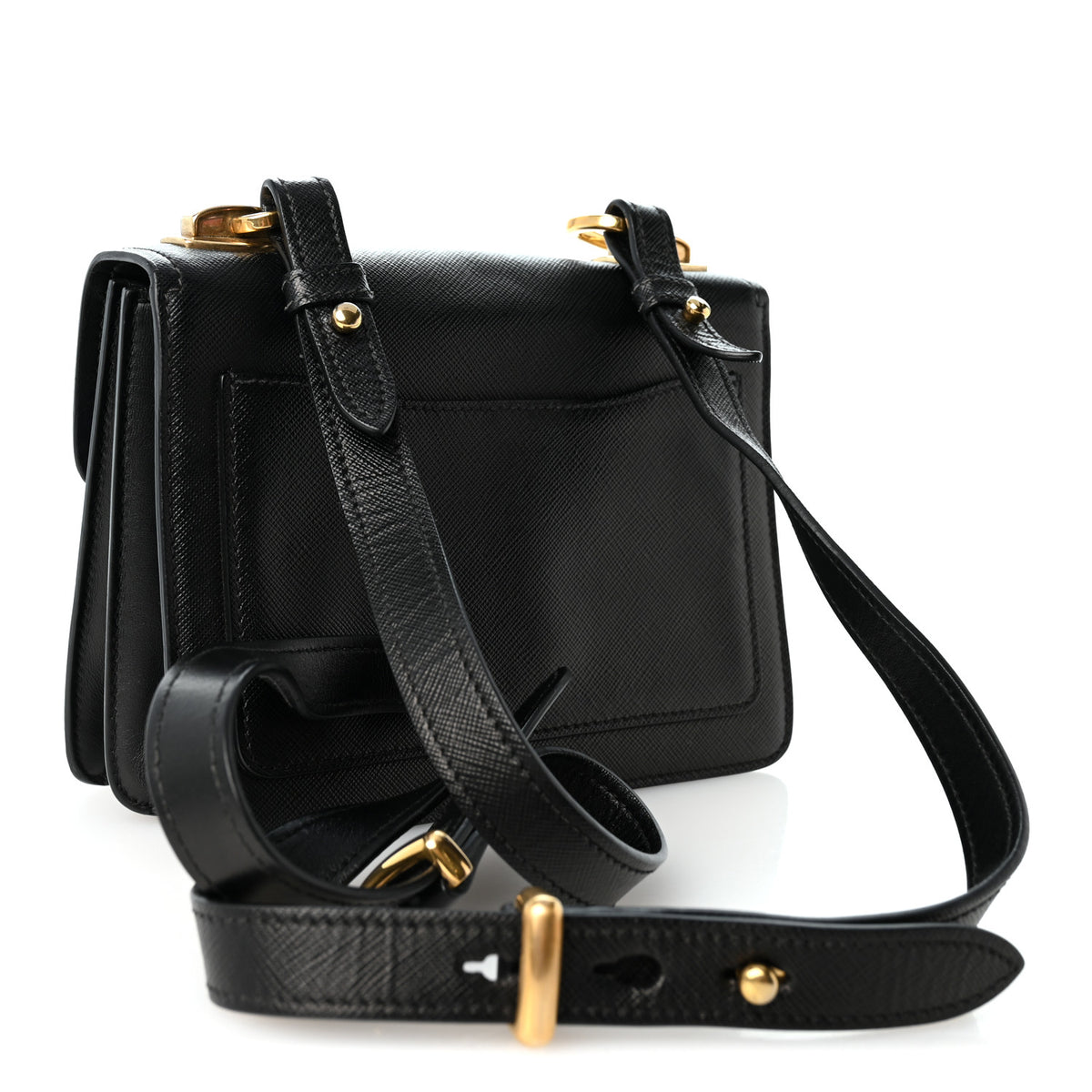 Prada Saffiano Symbole Flap Shoulder Bag Black 3 of 10