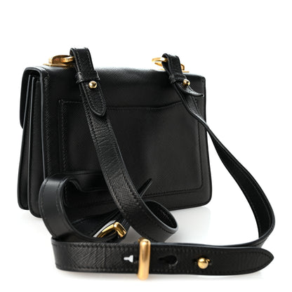 Prada Saffiano Symbole Flap Shoulder Bag Black 3 of 10
