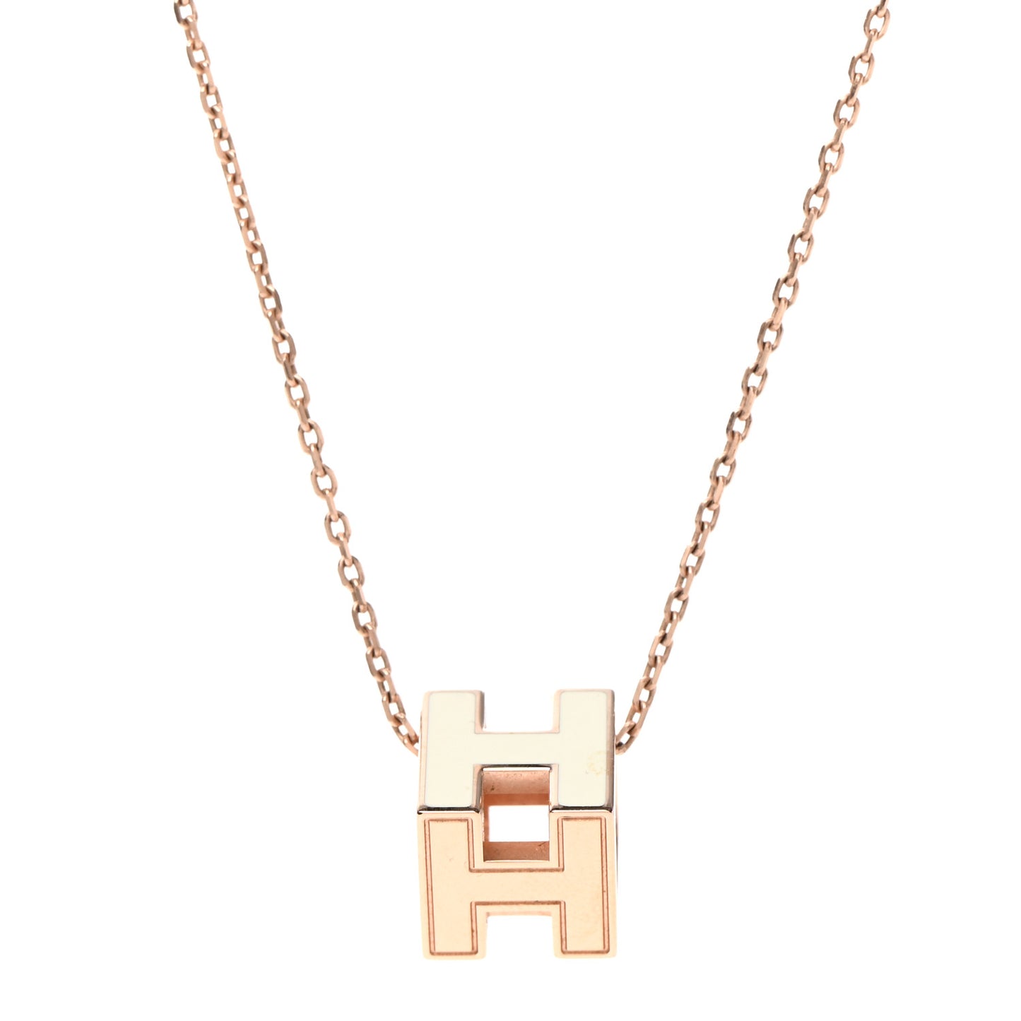 Rose Gold Lacquered Cage d'H Necklace White
