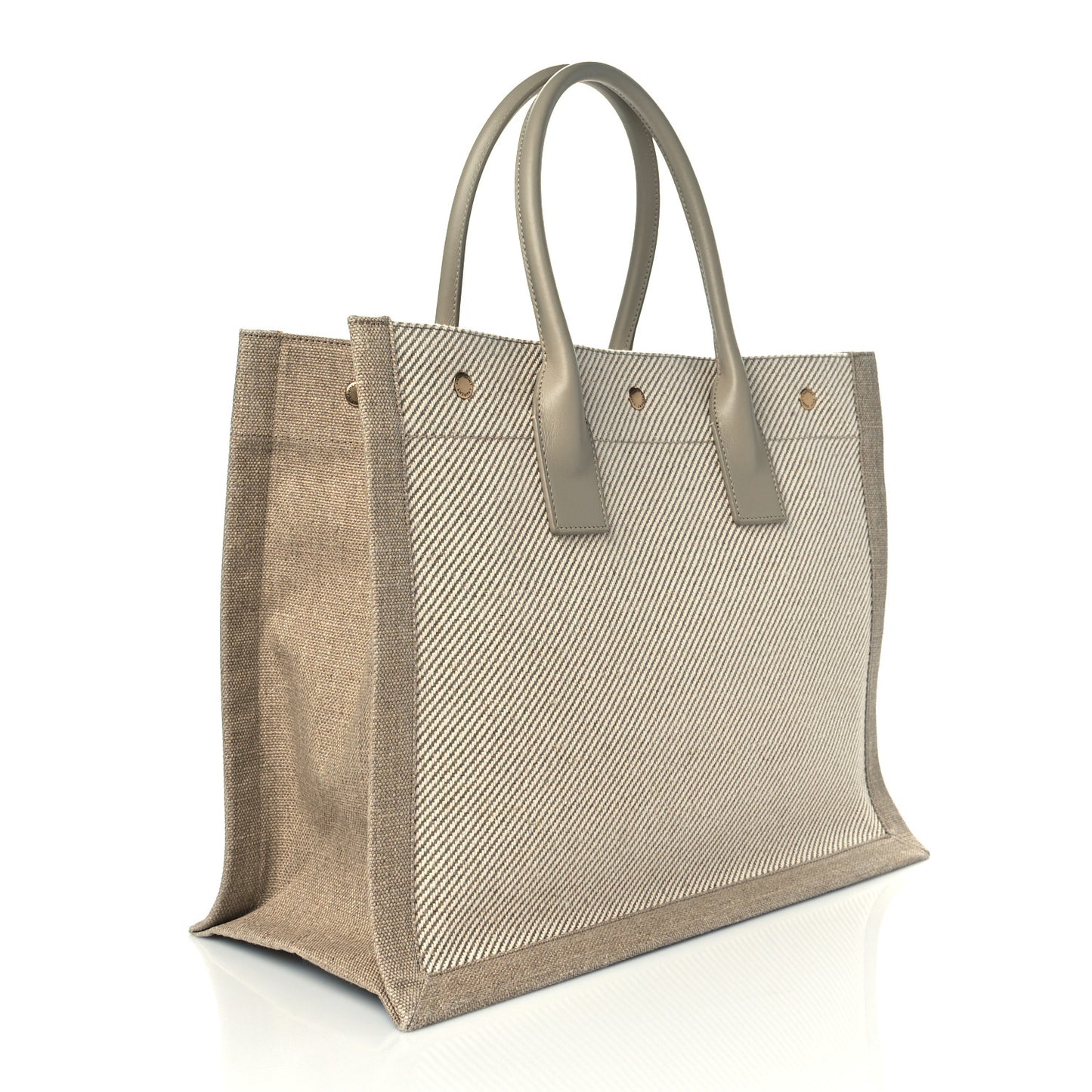 Linen Calfskin Small Rive Gauche Tote Beige Sea Salt