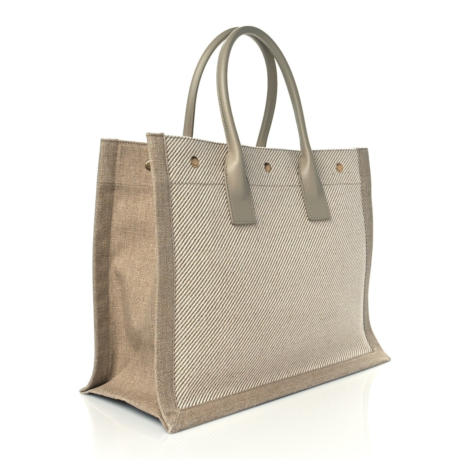 Saint Laurent Linen Calfskin Small Rive Gauche Tote Beige Sea Salt 3 of 9