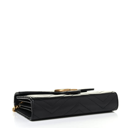 Gucci Calfskin Matelasse GG Marmont Chain Wallet Black 3 of 4
