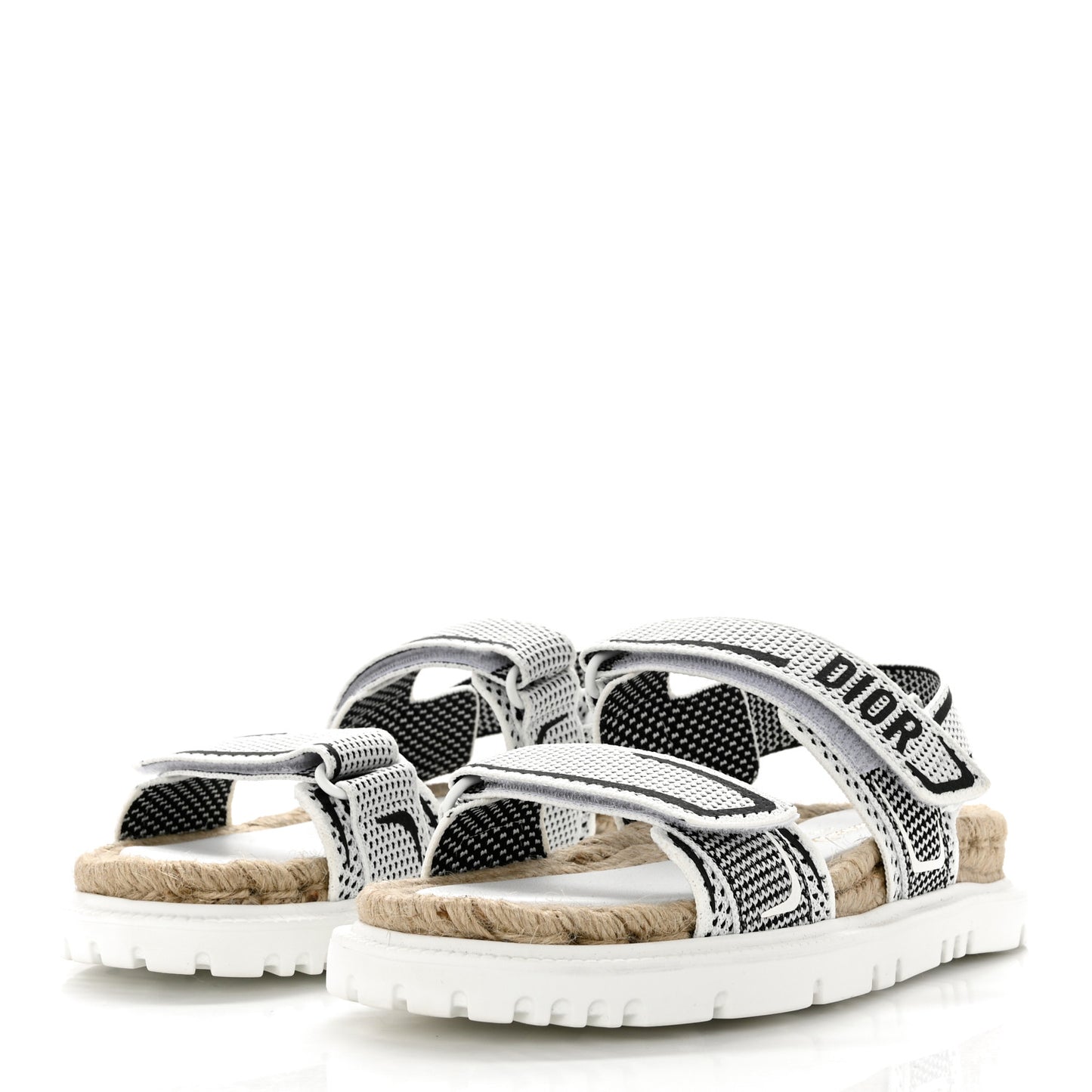 Technical Knit Jute Dioract 10mm Sandals 37.5 White Black