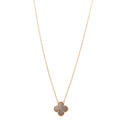Van Cleef & Arpels 18K Rose Gold Gray Mother of Pearl Vintage Alhambra Pendant Necklace 1 of 6